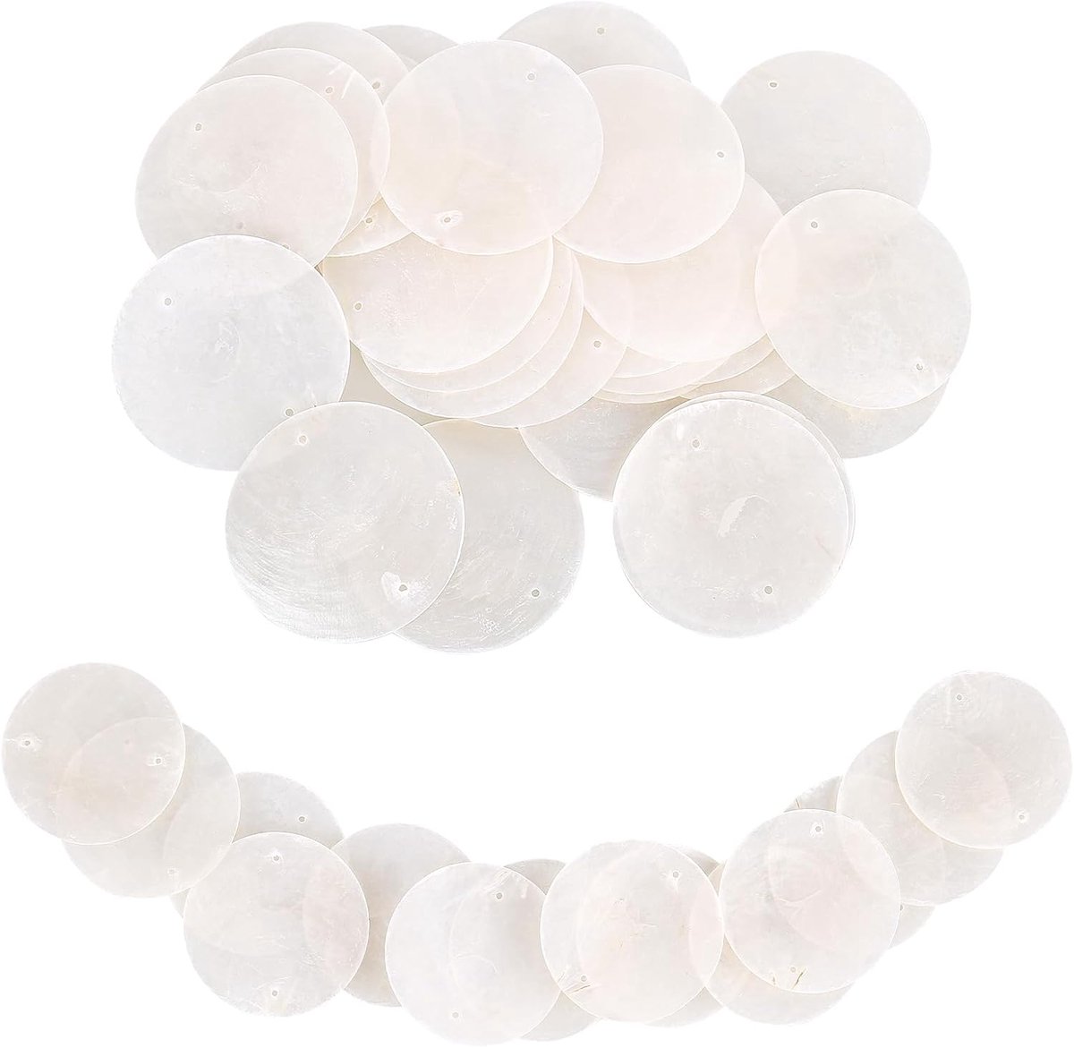 Windgong discs 50mm - handgemaakte schelp parels - multifunctioneel voor sieraden maken - ShopVlot