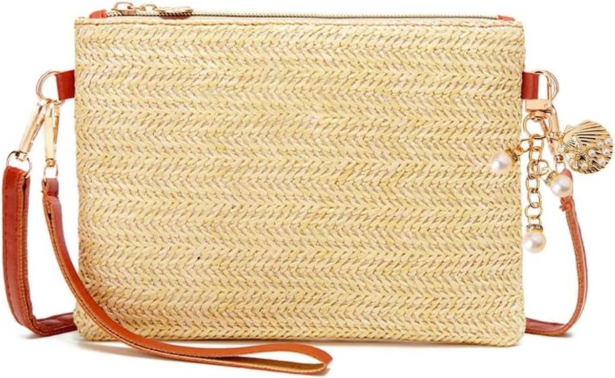 Schoudertas dames - kleine geweven stro - boho-stijl - perfect voor strand - ShopVlot