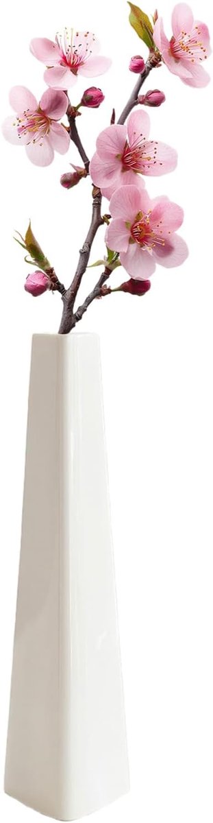 Keramische Bud Vaasje Lang Driehoekig - Minimalistisch Ontwerp - Perfect voor enkele Bloem - Ideaal als HuDecoration - ShopVlot