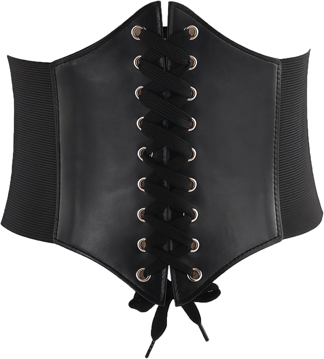 Dames Kanten Corset Elastische Brede Ceintuur - Zwart - Aansnoerbaar - Perfecte taille accentuatie - ShopVlot