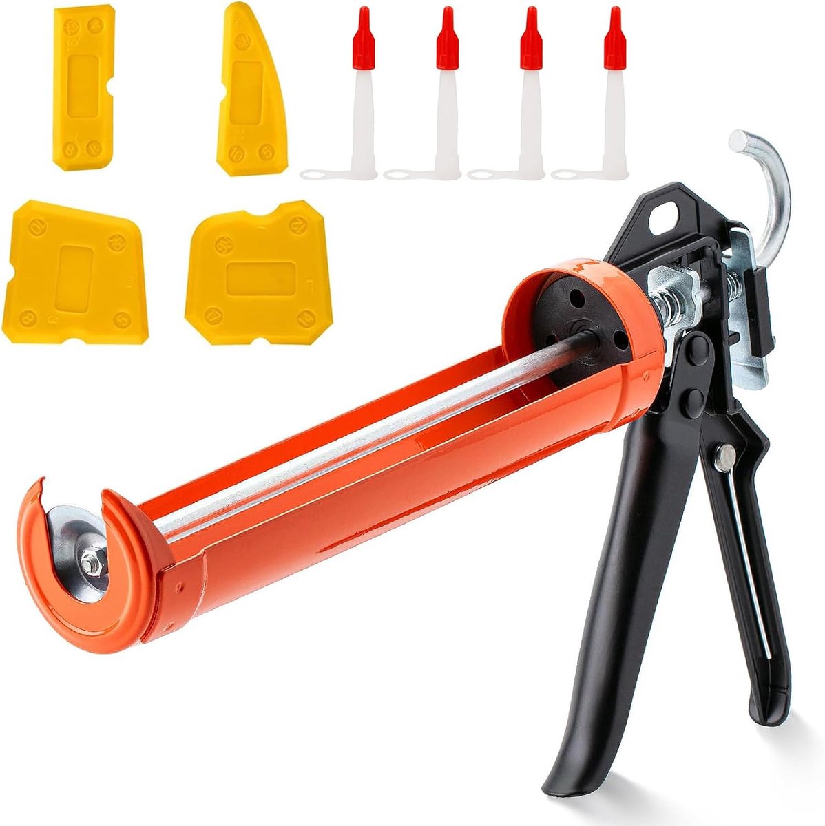 Cartridge spuitgun - ergonomische siliconen spuit - 4 spuitmondjes - ideaal voor het verwerken van lijm en kit - ShopVlot