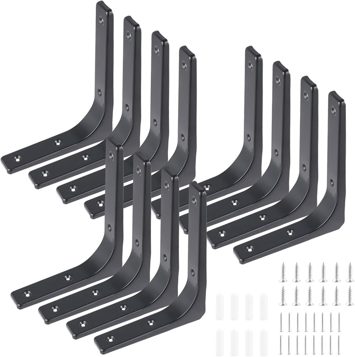 Plankdragers 20 x 15 cm - Zwart metaal - 90 graden hoek - Voor zware belasting - ShopVlot