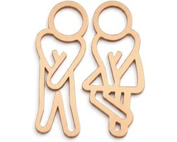 Zelfklevend wc-bord 3D-design - acryl - goudkleurig - moderne uitstraling voor toiletdeuren - ShopVlot