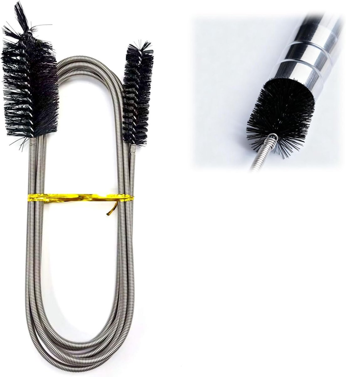 Afvoerborstel 200 cm - Flexibele buisreinigingsspiral - Dubbel hoofd - Effectieve afvoerreiniger voor nauwe slangen - ShopVlot
