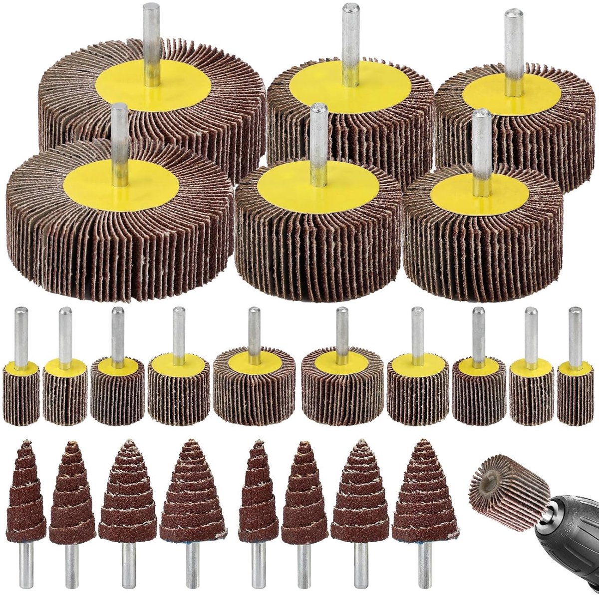Schuurdisc set 24 stuks - 80 grit - 12 verschillende diameters - voor polijsten en slijpen - ShopVlot