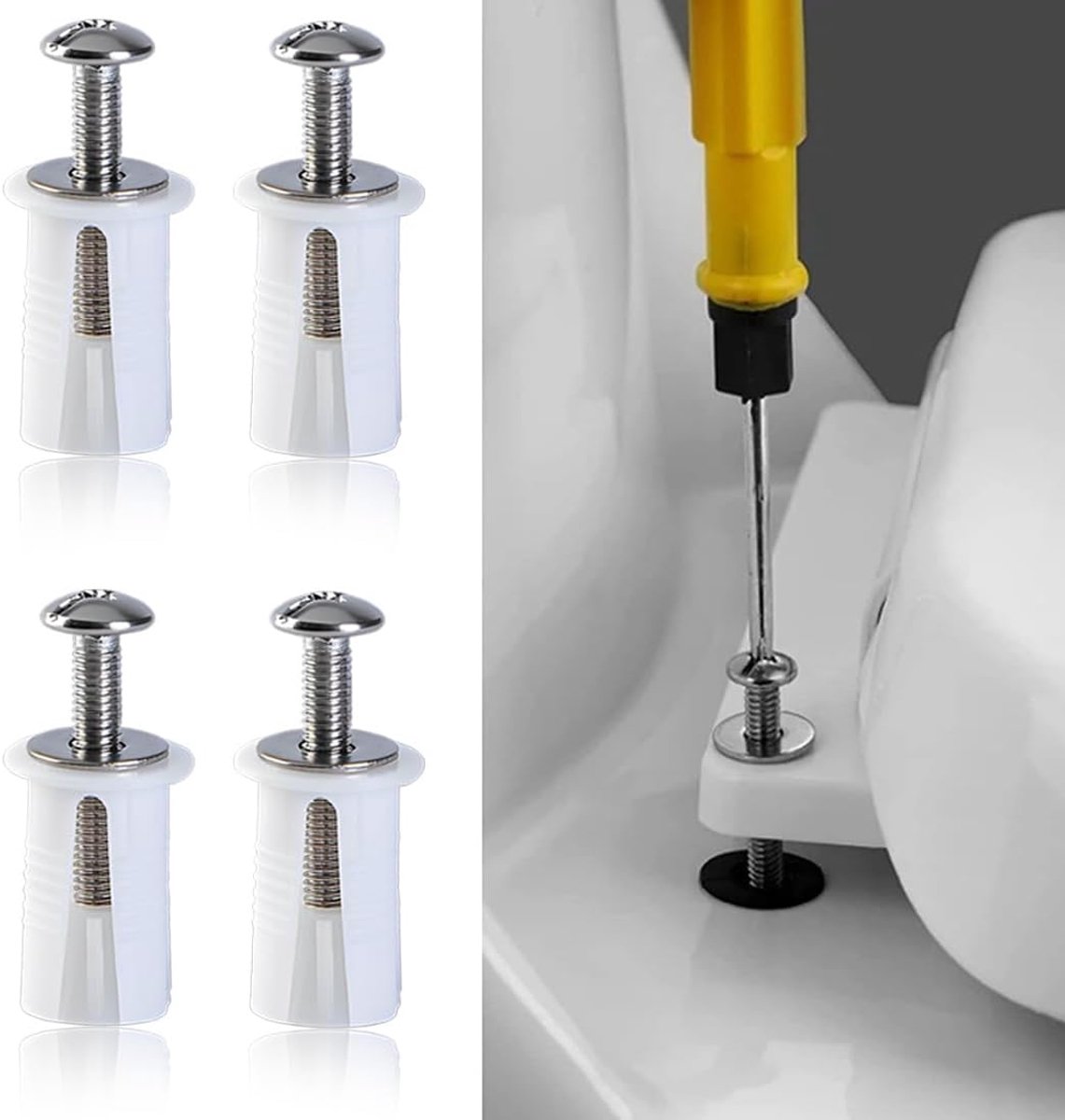 Toiletzitting bevestigingsset 4-delig - RVS schroeven - Robuust en duurzaam - Gemakkelijke installatie - ShopVlot