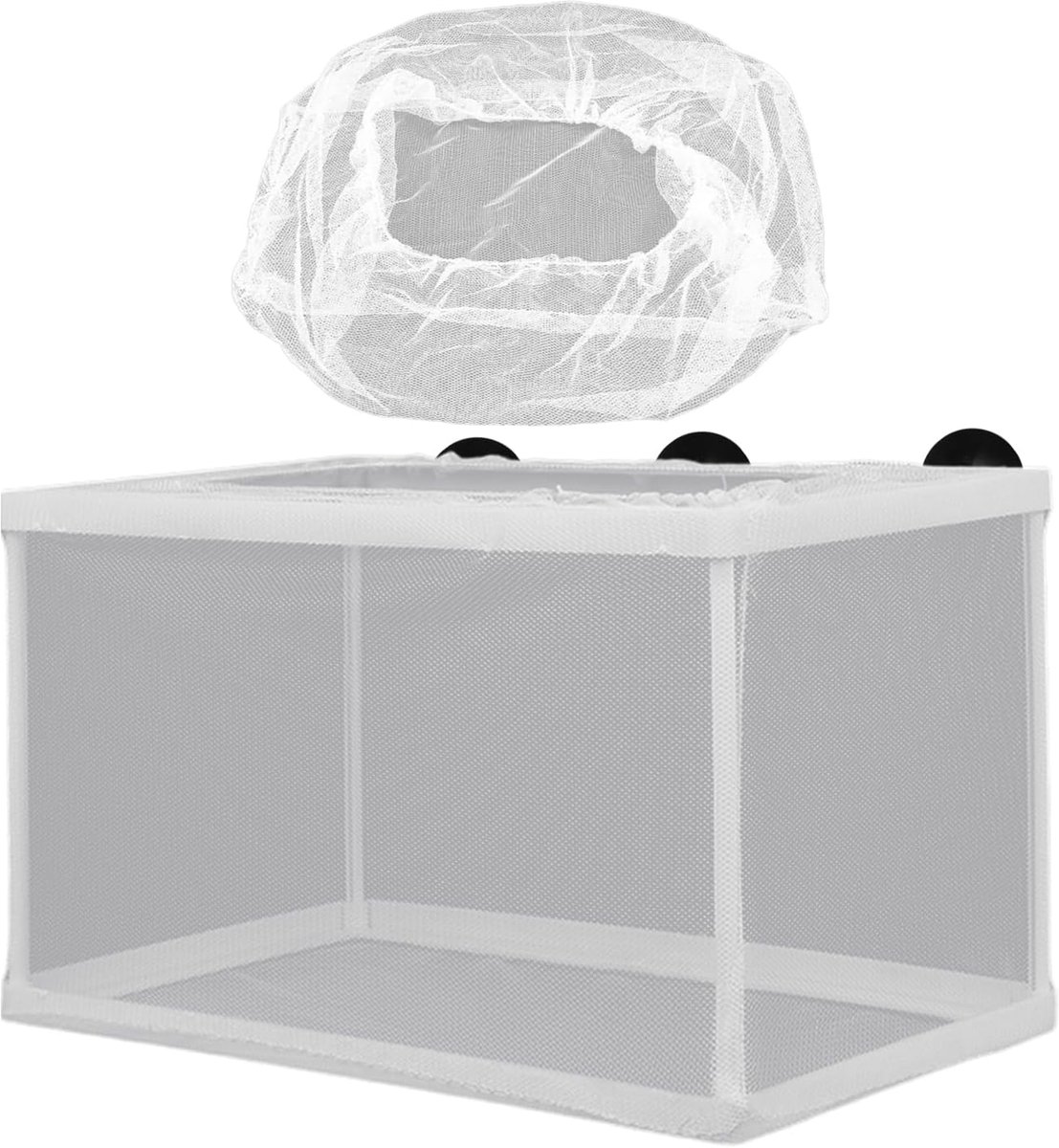 Aquarium Isolatie Net Box 14,5x26,5 cm - Vervangnet - Inclusief Zuignap - Ideaal voor Jonge Vissen - ShopVlot