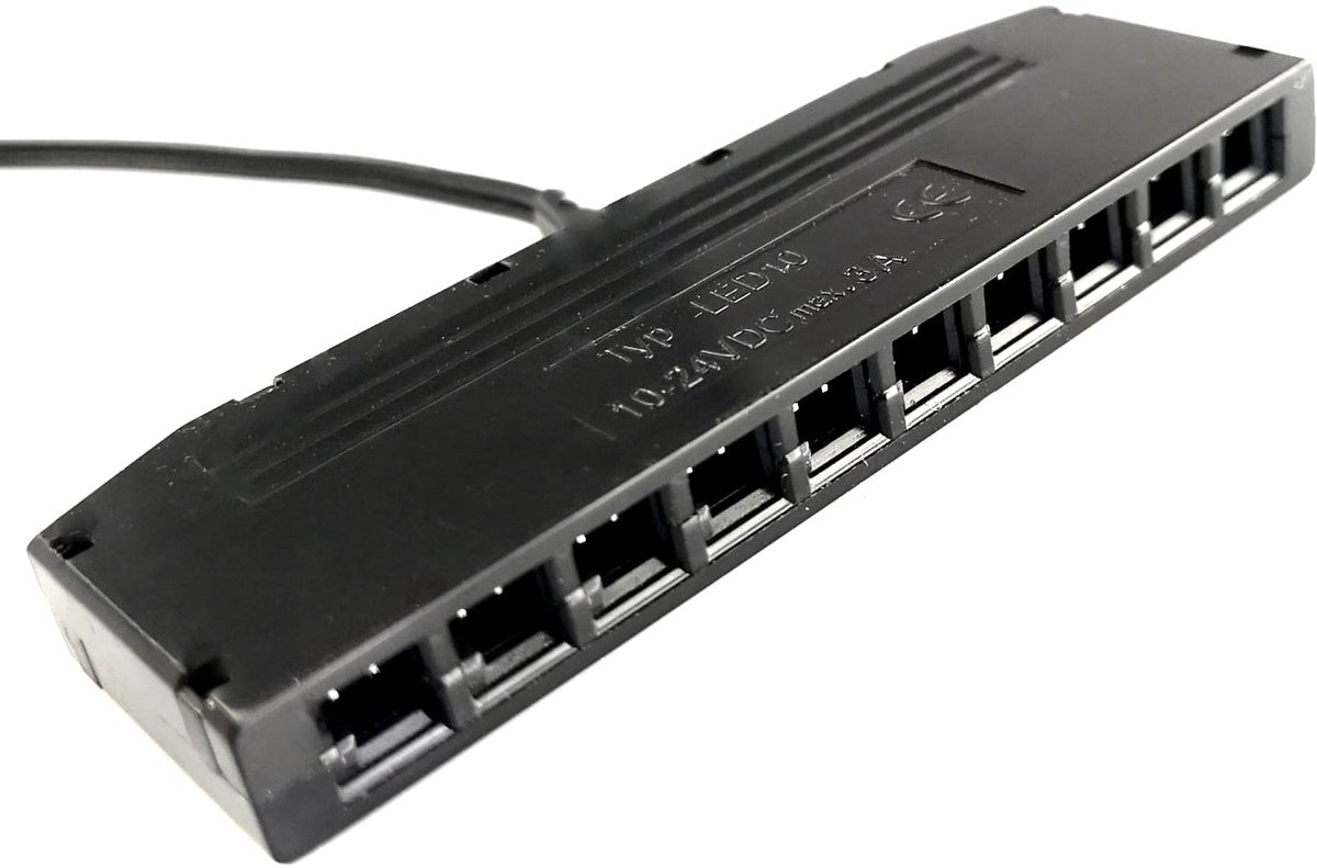 10-voudige adapter LED mini - 10 cm aansluiting - zwart - eenvoudig meerdere lampen aansluiten - ShopVlot