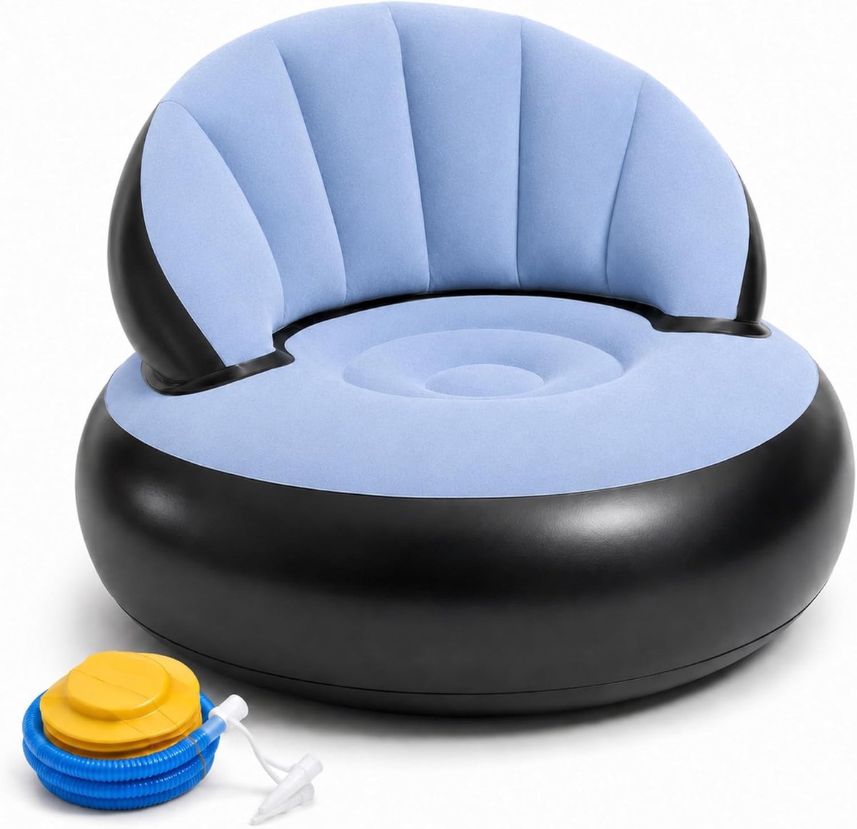 Opblaasbare Sofa Armstoel - Lichtblauwe Flockoppervlak - Waterdicht - Comfortabele zit voor binnen en buiten - ShopVlot