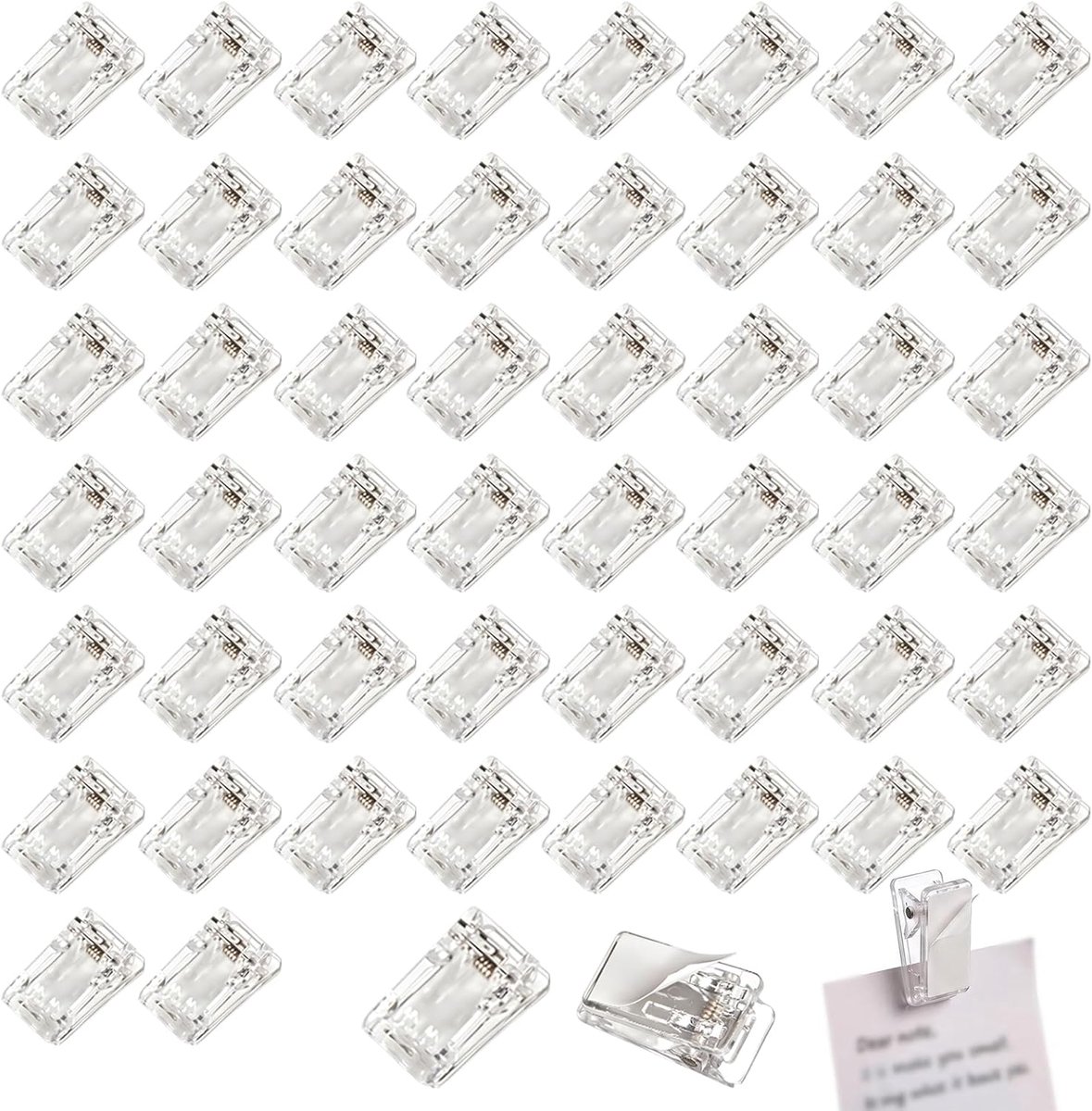 Zelfklevende klemmen 26 x 13 mm - transparant PP-kunststof - 50 stuks - ideaal voor het organiseren van documenten - ShopVlot
