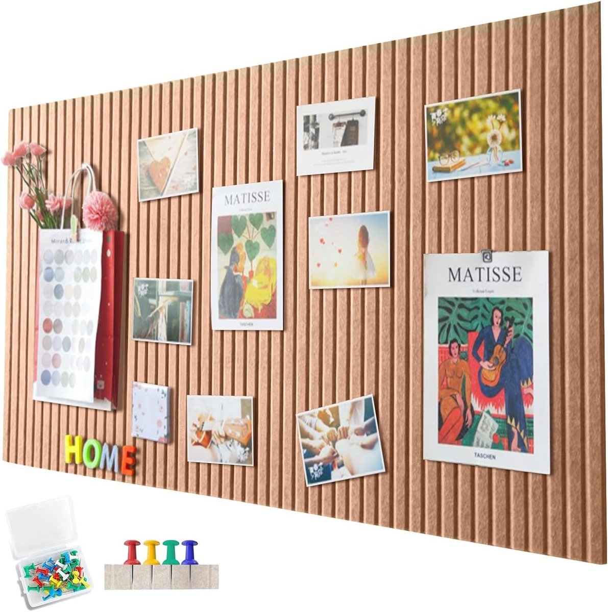 Grote Vilt Prikbord Zelfklevend 60 x 40 cm - Decoratief Vilt Prikbord voor Foto's, Notities en Memos, Dikte 1 cm, Vouwbaar en Praktisch