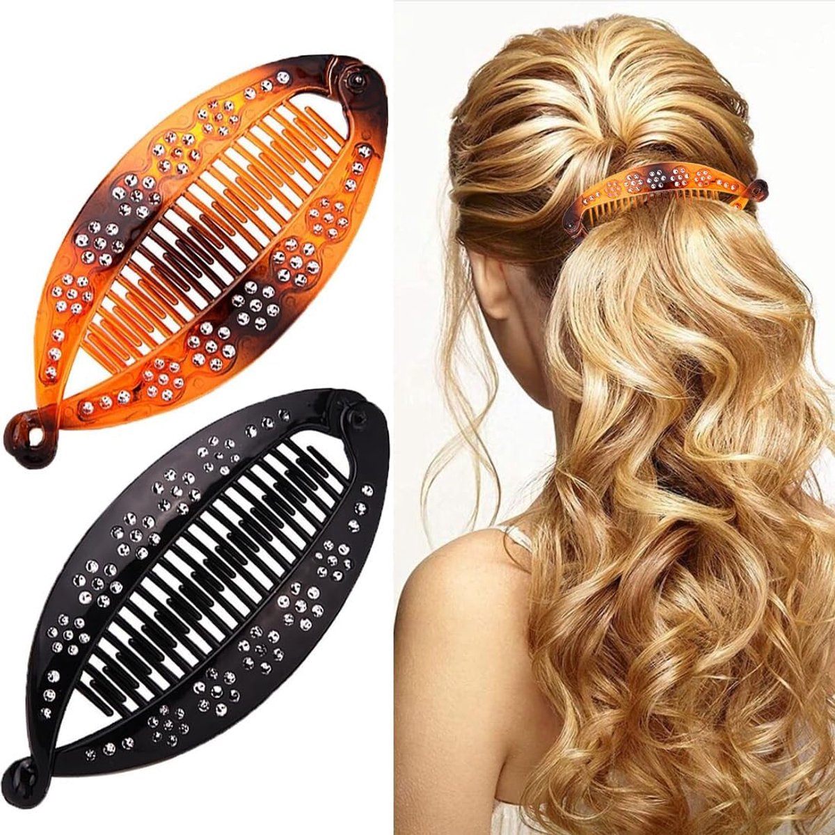 Banana clips 2 stuks - flexibele haarspeld - vintage ontwerp - perfect voor stijlvol haar - ShopVlot