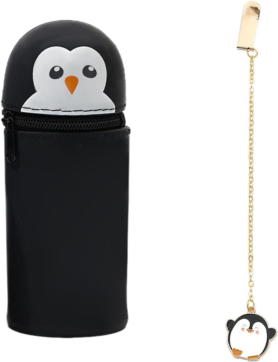 Pennenhouder met bladwijzer - zwart-wit - schattig pinguïn ontwerp - ideaal voor kantoor en school - ShopVlot