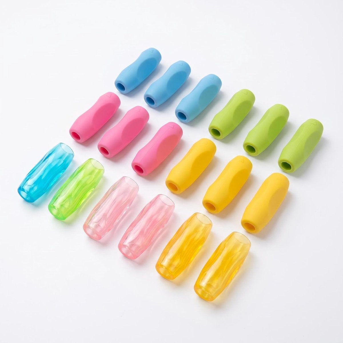 Pengrepen 20 stuks - meerkleurig - siliconen - schrijfcomfort voor kinderen en volwassenen - ShopVlot