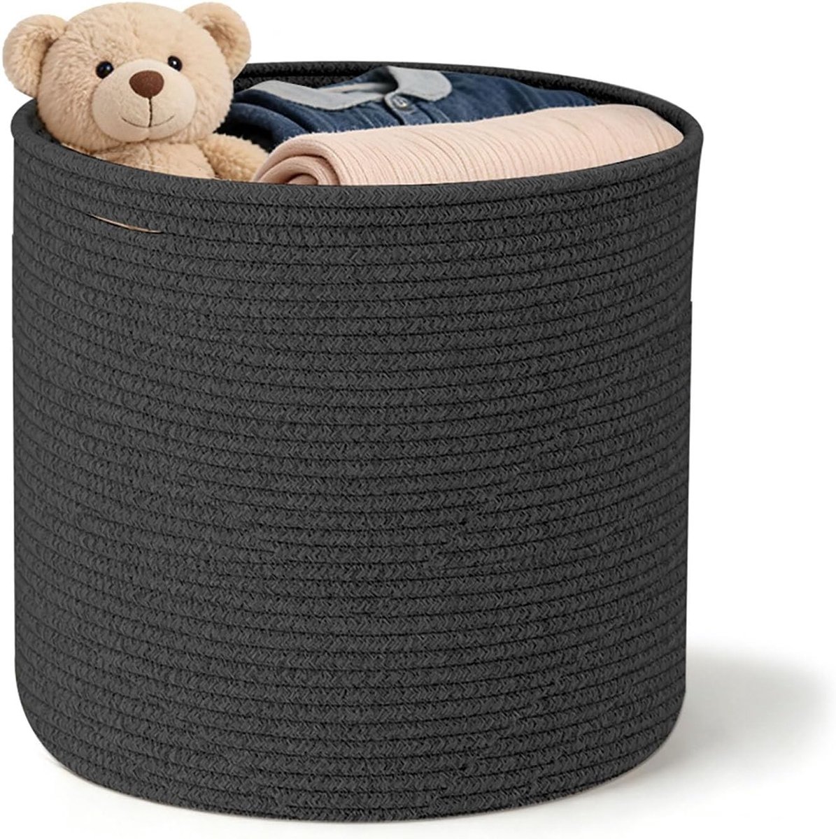 Handgeweven Wasmand 40 x 35 cm, Opbergmand met Handvatten voor Kleding, Speelgoed en Dekens, Ideaal voor Organisatie en Decoratie