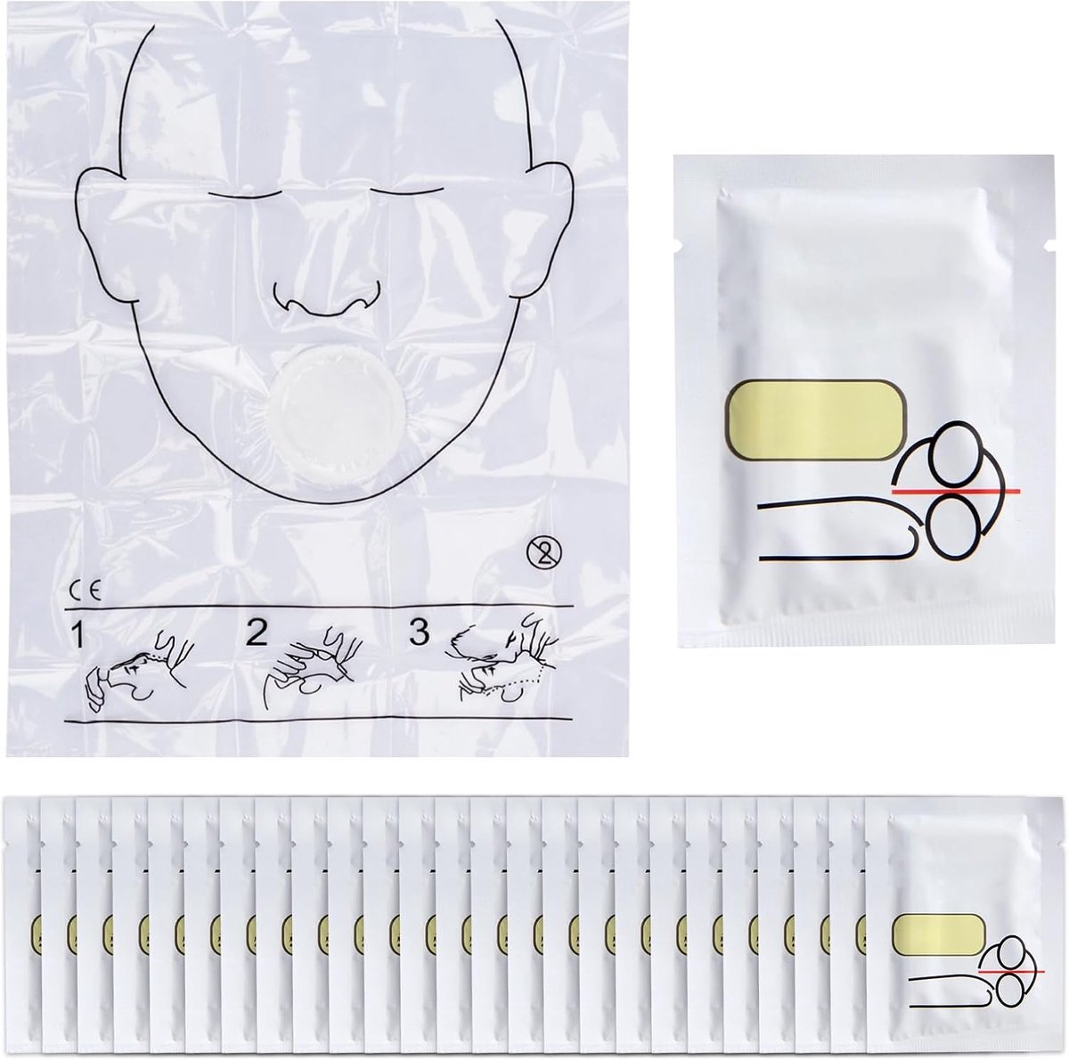 CPR-masker 25 stuks - wegwerpbeademingsdoek - ademhalingsbescherming - hygiënische veiligheid - ShopVlot