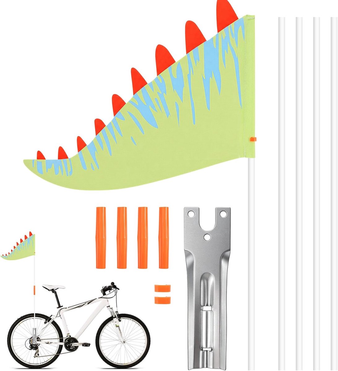 Fietswimpel verstelbaar 166 cm - driehoekige fietsvlag - veiligheidswimpel voor fietsaanhanger - ShopVlot