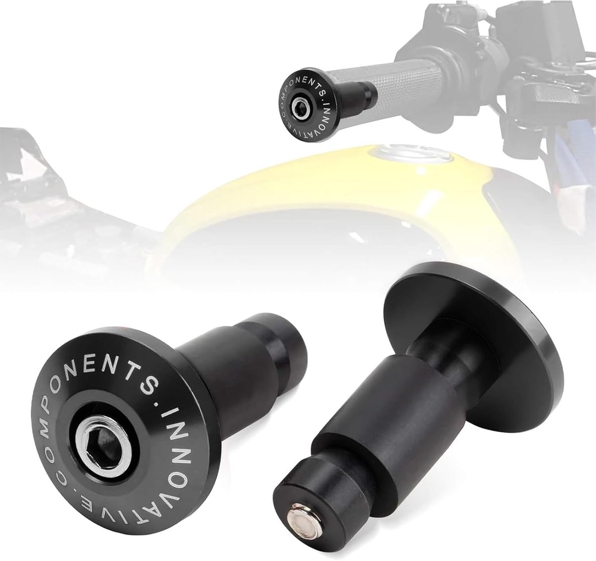 Stuurdoppen motorfiets 22 mm - Robuuste zwarte doppen - Elegante bescherming - Geschikt voor scooter en mountainbike - ShopVlot