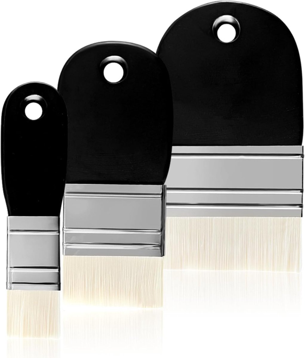 Paddle Brushes 3 Stuks - Verschillende Maten - Zachte Nylon Borstels - Ideaal voor Acrylverf - ShopVlot