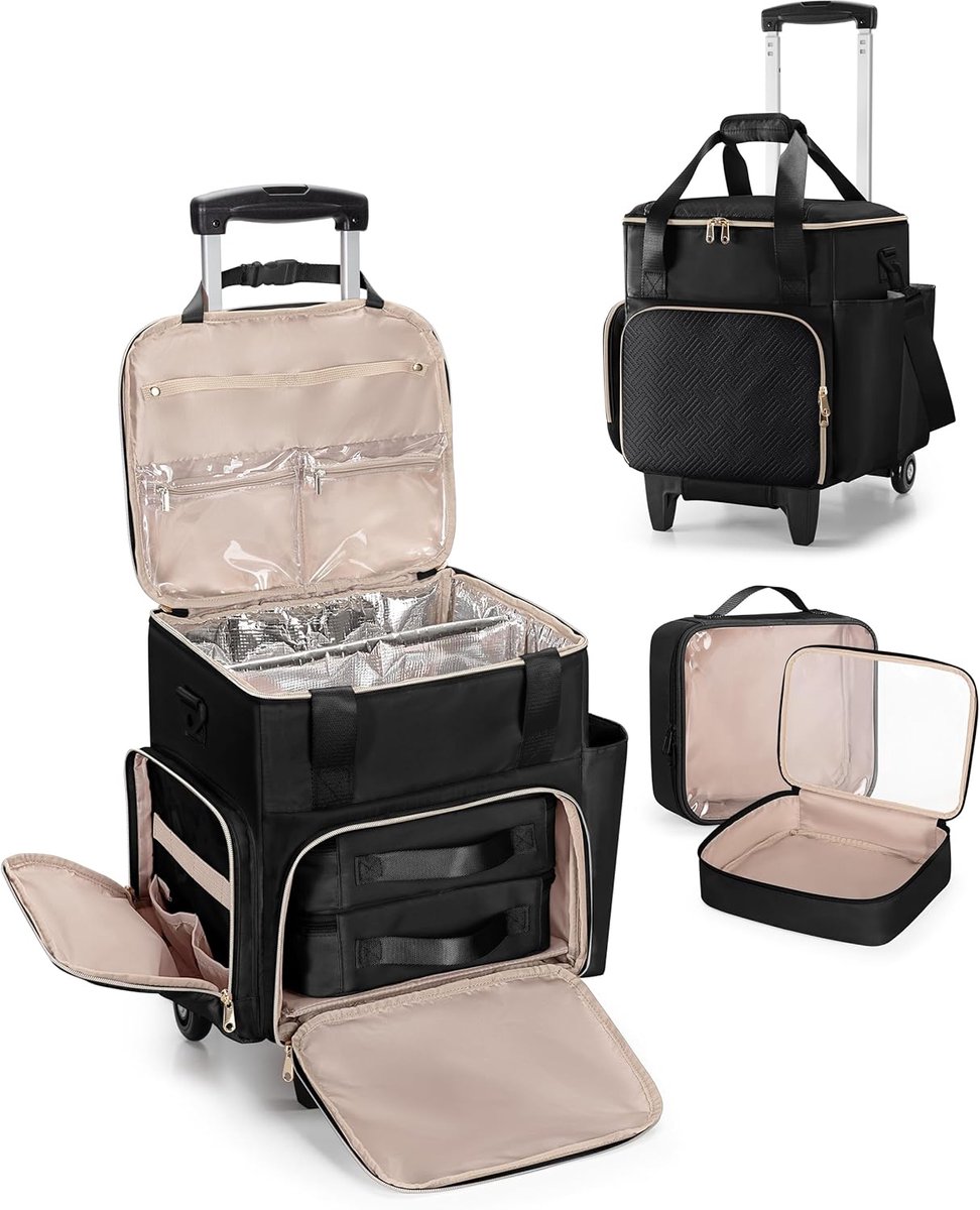 Roltas voor Hairstylisten, Tas voor Haartools met 2 Uitneembare Etuis en Hitte-isolerende Laag – Make-up- en - ShopVlot
