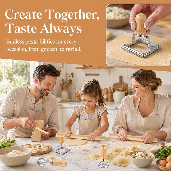 6-delige handmatige pastamachine, gereedschapsset voor het maken van pasta, gnocchiplank, praktische accessoires met - ShopVlot — afbeelding 3