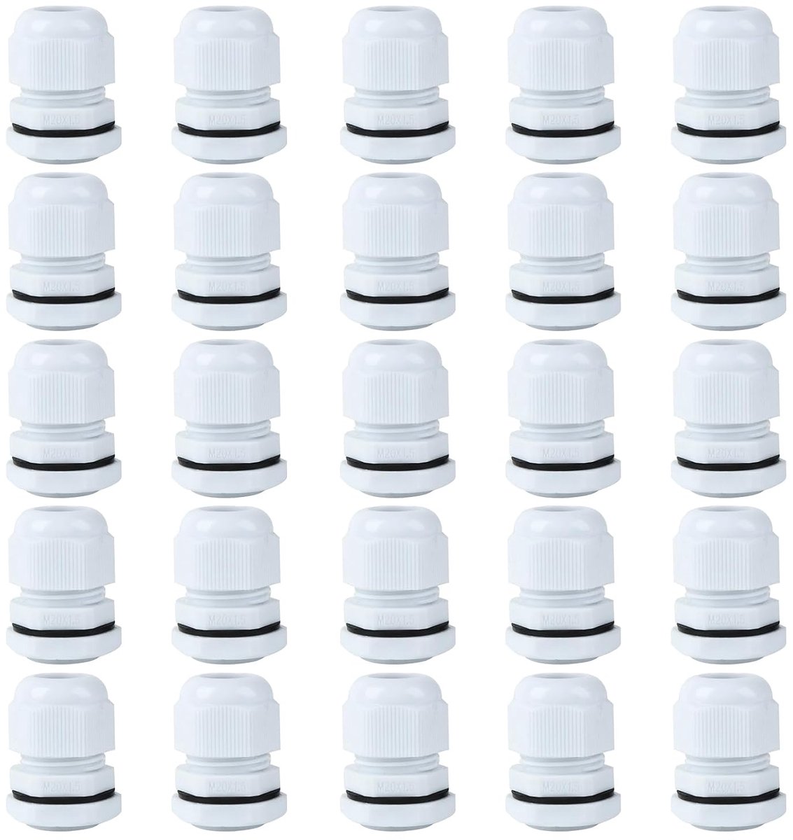 25pcs Cable Screw Connection M20, Cable Grommet Waterproof Cable Gland Connectors M20, IP68 Nylon Cable Connectors - ShopVlot