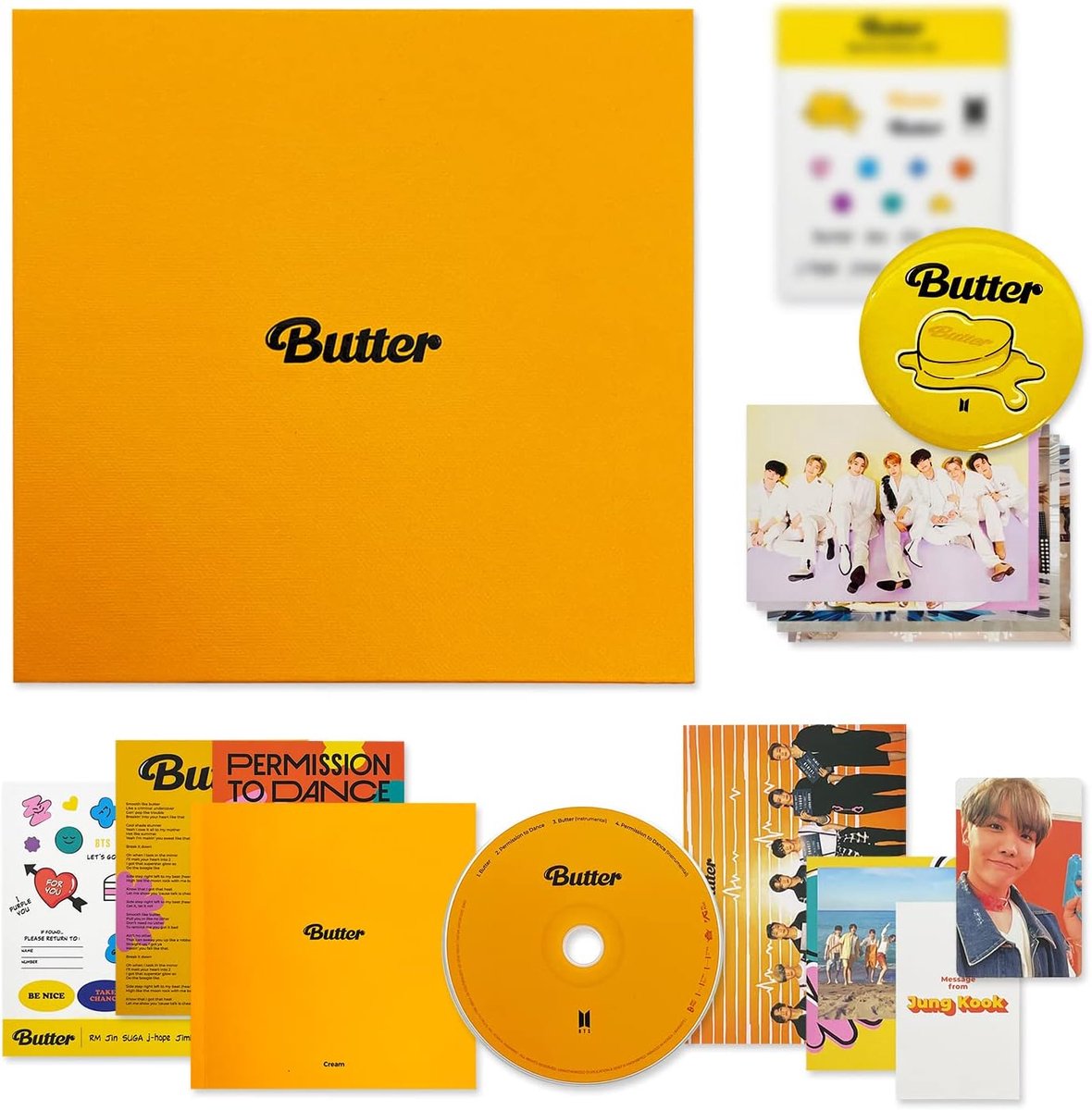 BTS Album - [ BUTTER ] (CREAM Ver.) CD-R + Photobook + Lyric Cards + Instant Photo Card + Photo Stand + Folded Message - ShopVlot