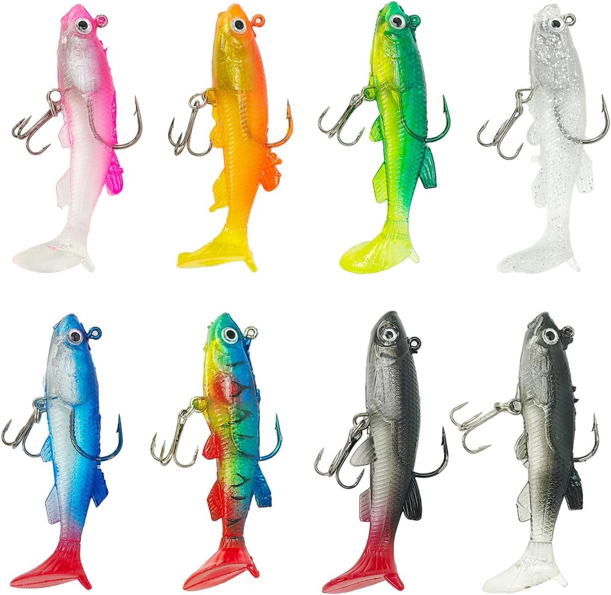8 Piece 14g Soft Fishing Bait Sinking Rubber Bait with Hooks Suitable for Perch, Trout, Zander and Sunbass - ShopVlot
