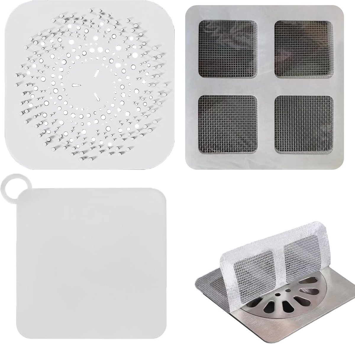 104-Piece Silicone Drain Strainer Set – 2X Hair Separators + 2X Floor Drain Covers + 100X Disposable Shower Drain - ShopVlot