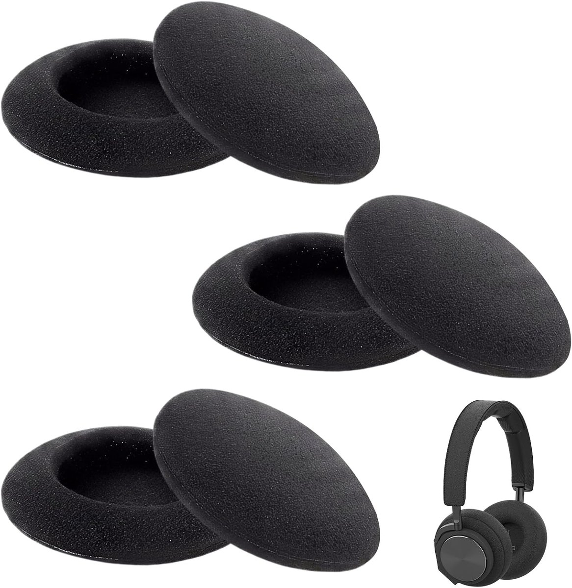 6 stuks schuimrubberen oorkussens, vervangende oorkussens, 50 mm, ademende oorkussens voor hoofdtelefoon, compatibel - ShopVlot