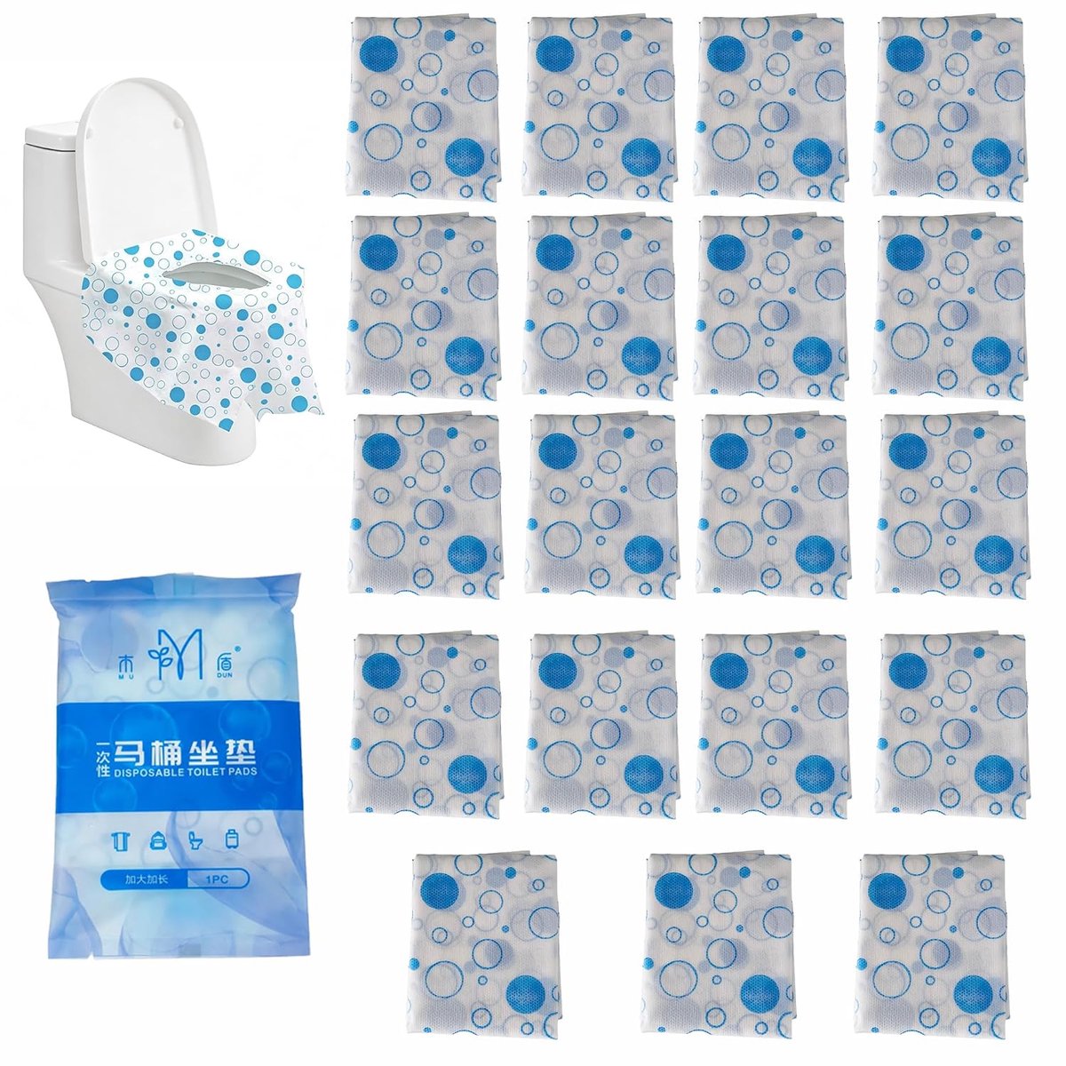 20 stuks wegwerp-wc-pads, 65 x 60 cm, wegwerp-wc-stoelhoes, toilethoes voor onderweg, ideaal voor reizen en ziekenhuis - ShopVlot