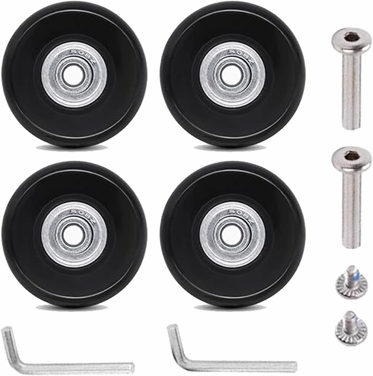 4Pcs Spare Wheels For Trunk Wheels, Replacement Luggage Wheels, 50 x 18mm,With Axles Wrench Bearings Repair Kit, Black - ShopVlot