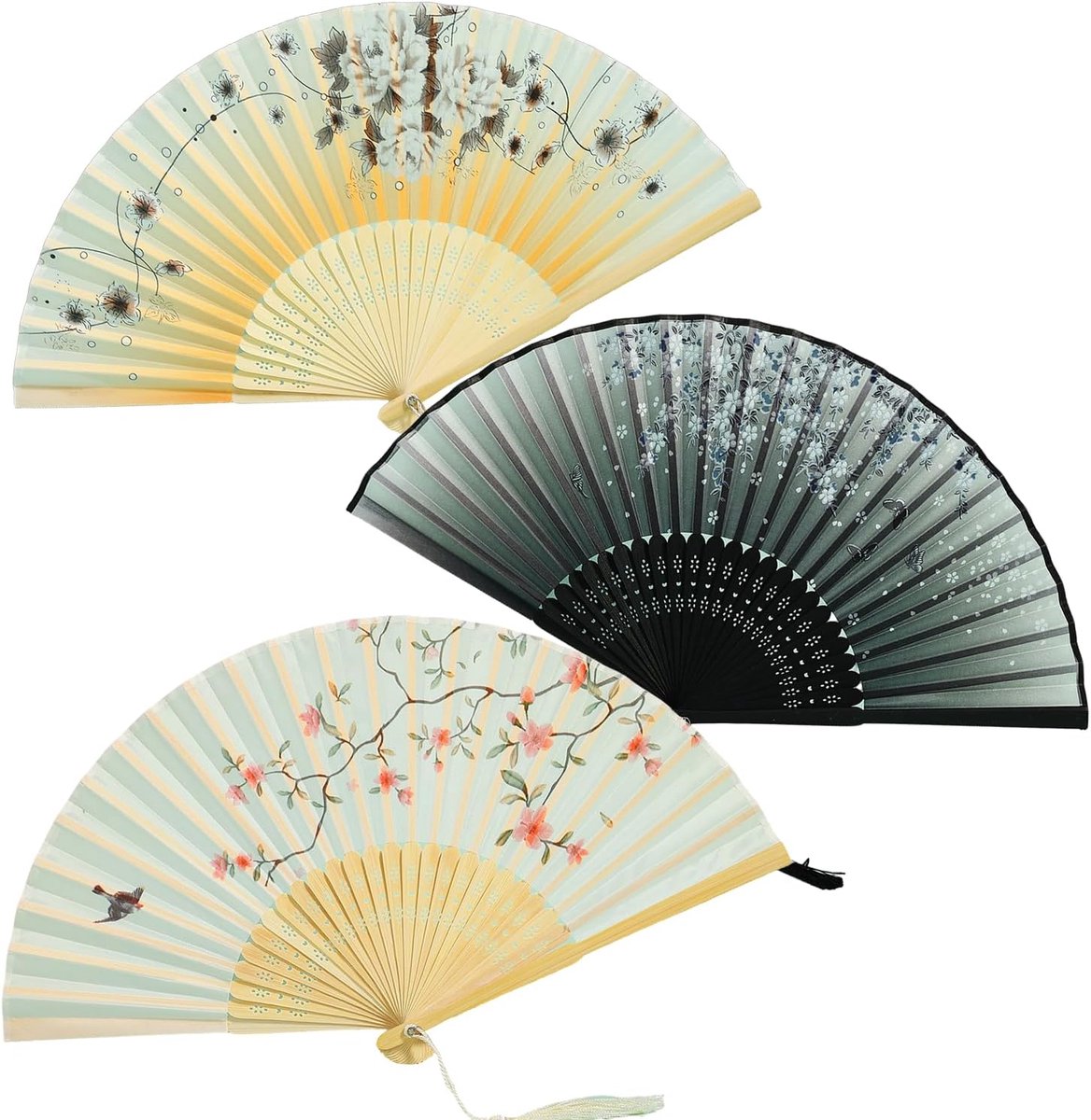 NewChinese Hand Fan Made of Wood and Bamboo Elegant Handmade Hand Fan for Wedding, Birthday, Party, Summer, Chinese - ShopVlot