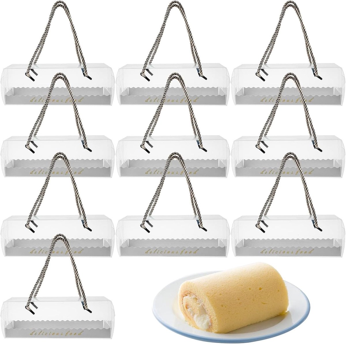 Pack of 10 Transparent Cupcake Boxes, Rectangular Clear Cake Wraps for Cheesecake, Macaron, Muffin, Cookies, Cakes - ShopVlot