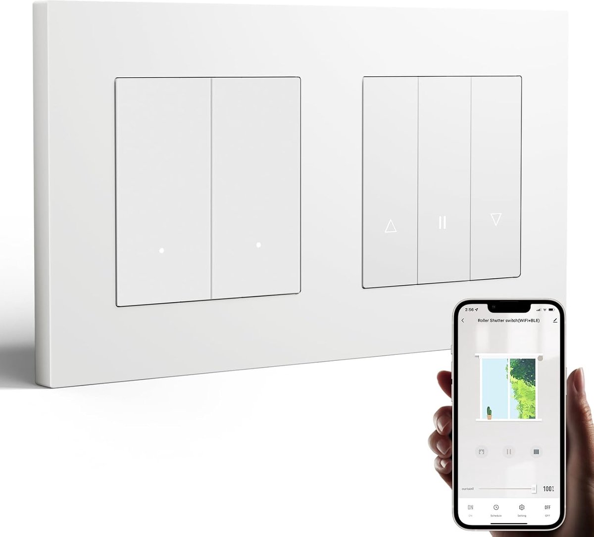 BSEED Smart Light Switch with WiFi Roller Shutter Switch, Smart Blind Switch with PC Frame, Zero Guide, Wi-Fi Shutter - ShopVlot