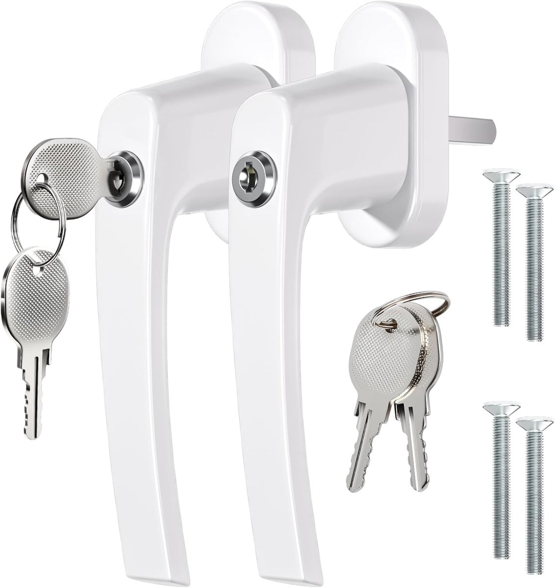 2 PIECE white Lockable window handle, manufactured with a high-precision zinc alloy base and an aerospace aluminum - ShopVlot