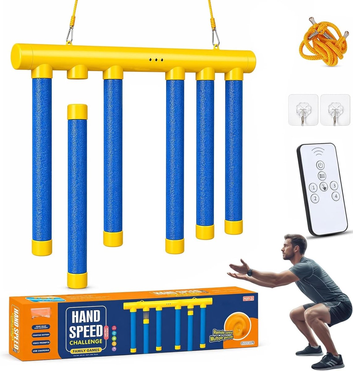 Reaction training toy, falling sticks, game with adjustable fall rate to improve hand-eye coordination and reaction - ShopVlot