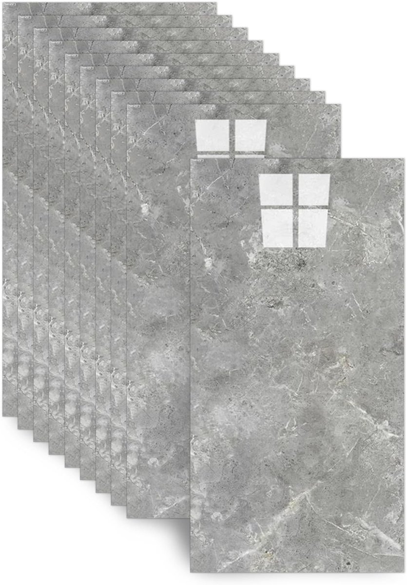 Zelfklevende Vloertegels - Steengrijs - 30 x 60 cm - 2,5 mm PET met Marmerlook - Voor Badkamer en Keuken
