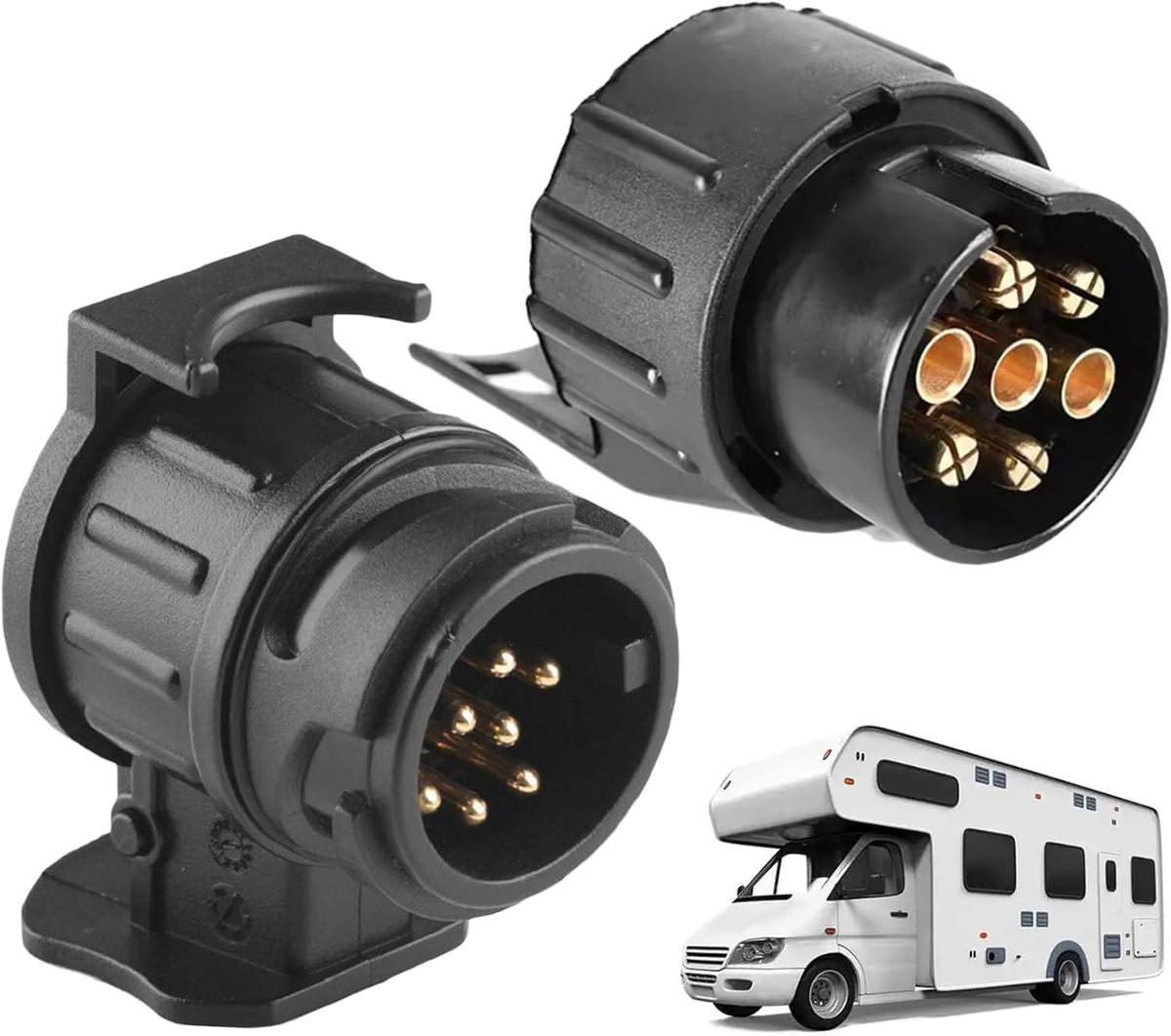 2 pcs trailer adapter, 7 to 13-pin trailer adapter plug + 13-pin trailer adapter plug, adapter according to ISO 1724 - ShopVlot
