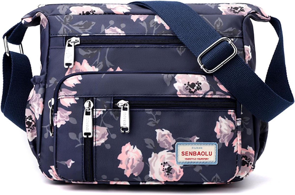 Crossbody Bag for Women Nylon Multi Pockets Shoulder Bag Waterproof Floral Messenger Satchel Purses and Handbags - ShopVlot