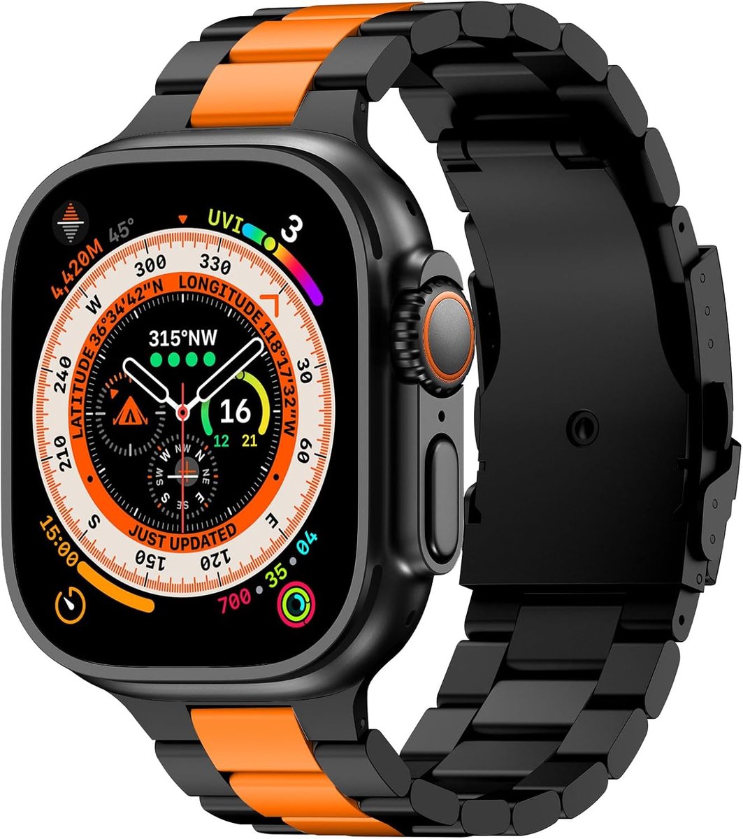SEURE Titanium Strap Compatible with Apple Watch Ultra 2/Ultra 49 mm, Series 10 46 mm, Series 9/8/7 45 mm, Series - ShopVlot