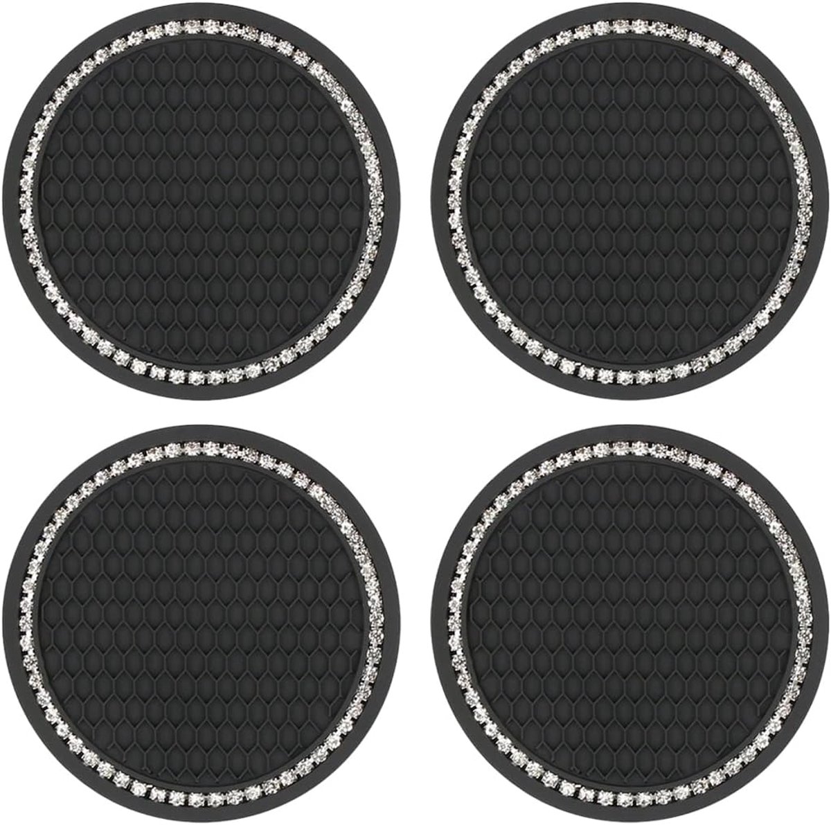 4 Pezzi Accessori Macchina In Plastica, Sottobicchiere A Forma Di Nido D'Ape Con Strass, Per Portabicchieri, Diametro - ShopVlot