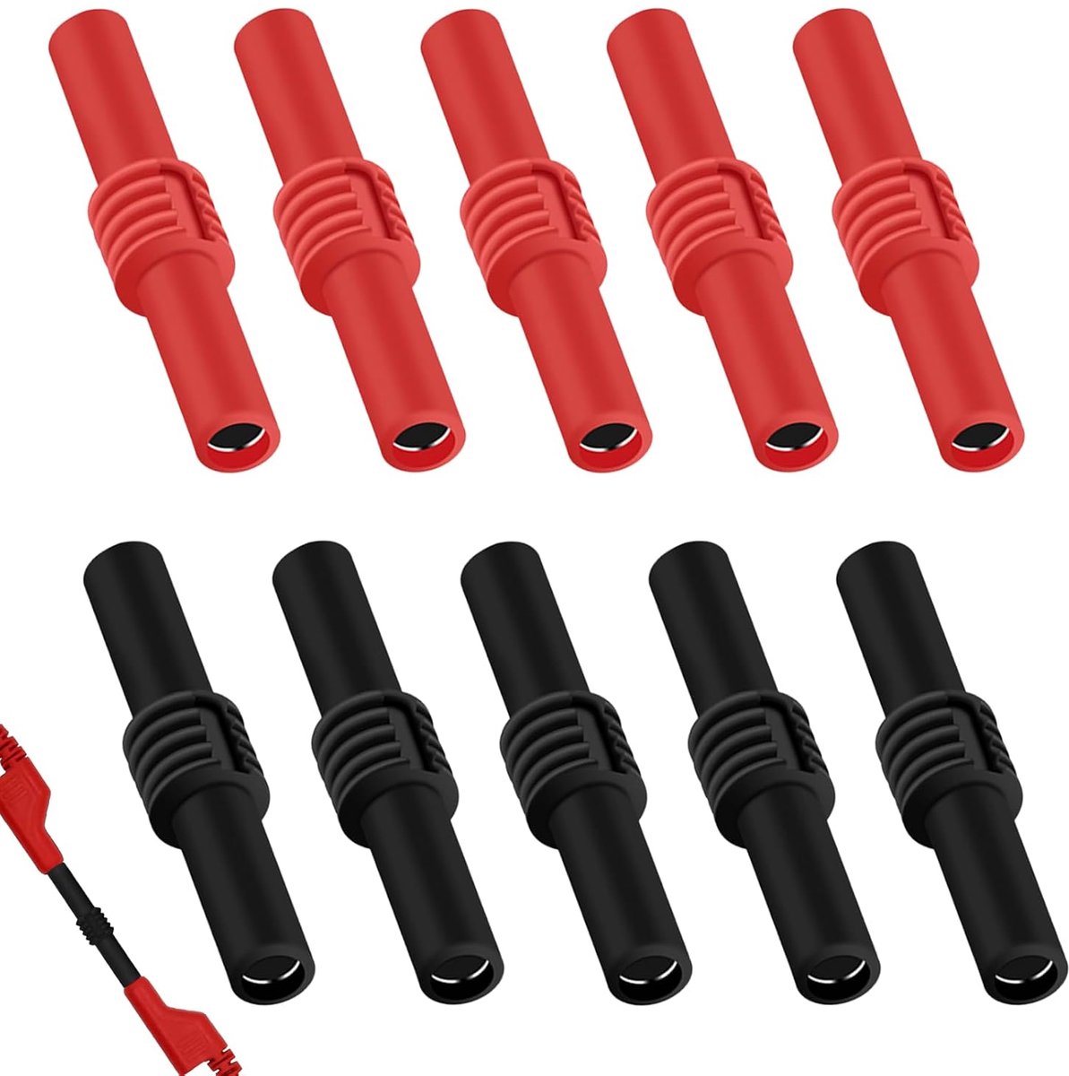 Banana Plug 4mm Female Coupler, Insulated Banana Socket, Extension Adapter, Speaker Cable Connector, Black and Red - ShopVlot