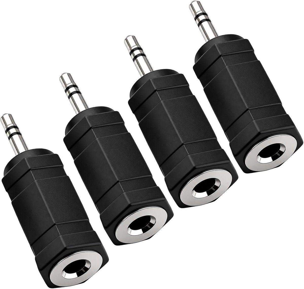 ZESTRO Adapter 3,5 mm mono mannelijk naar 3,5 mm stereo vrouwelijk, 4 stuks, audioaansluiting voor hoofdtelefoon - ShopVlot