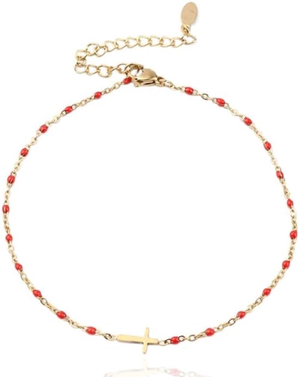 Anklet Gold Cross, Stainless Steel - ShopVlot