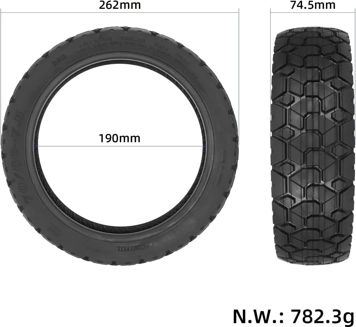 Replacement Tyres for Segway Ninebot ZT3 / ZT3 Pro Electric Scooter, 11 Inch Tubeless Inner Tubes, Without Tube, Front - ShopVlot