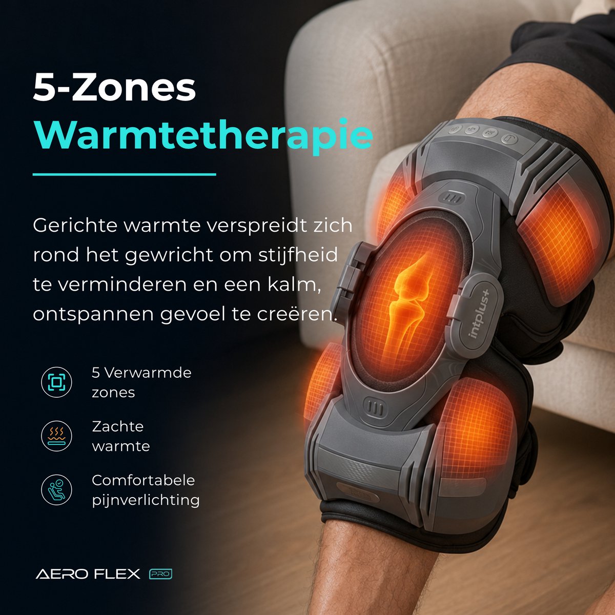 Knie Massage Apparaat - Warmte Therapie, 4D Compressie & - afbeelding 3