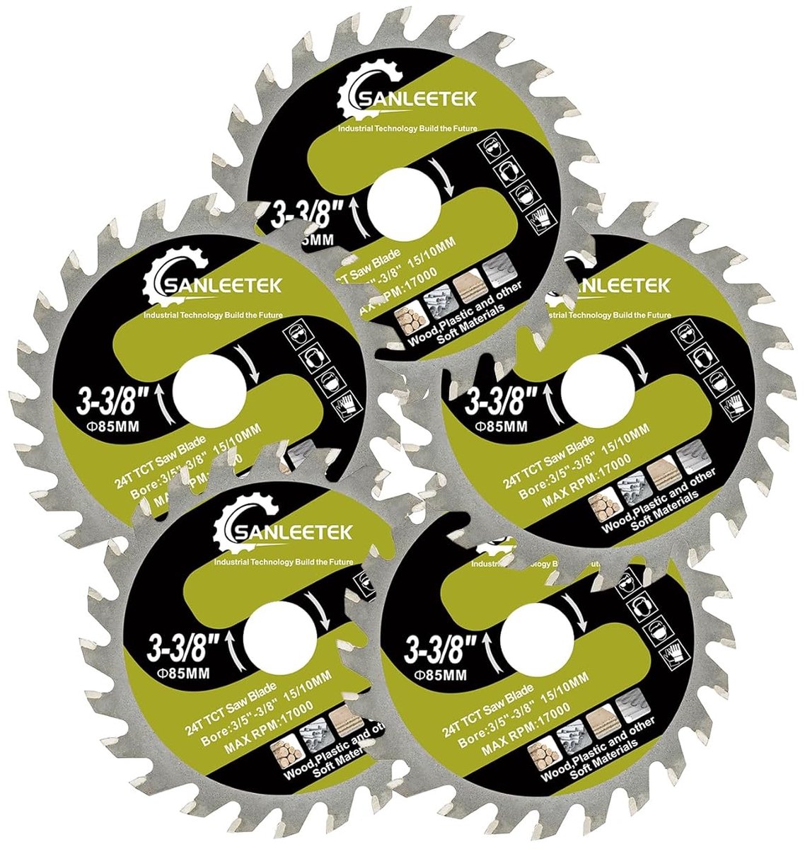 Circular saw blade for wood, 5 pieces, 85 mm, TCT cutting disc - ShopVlot