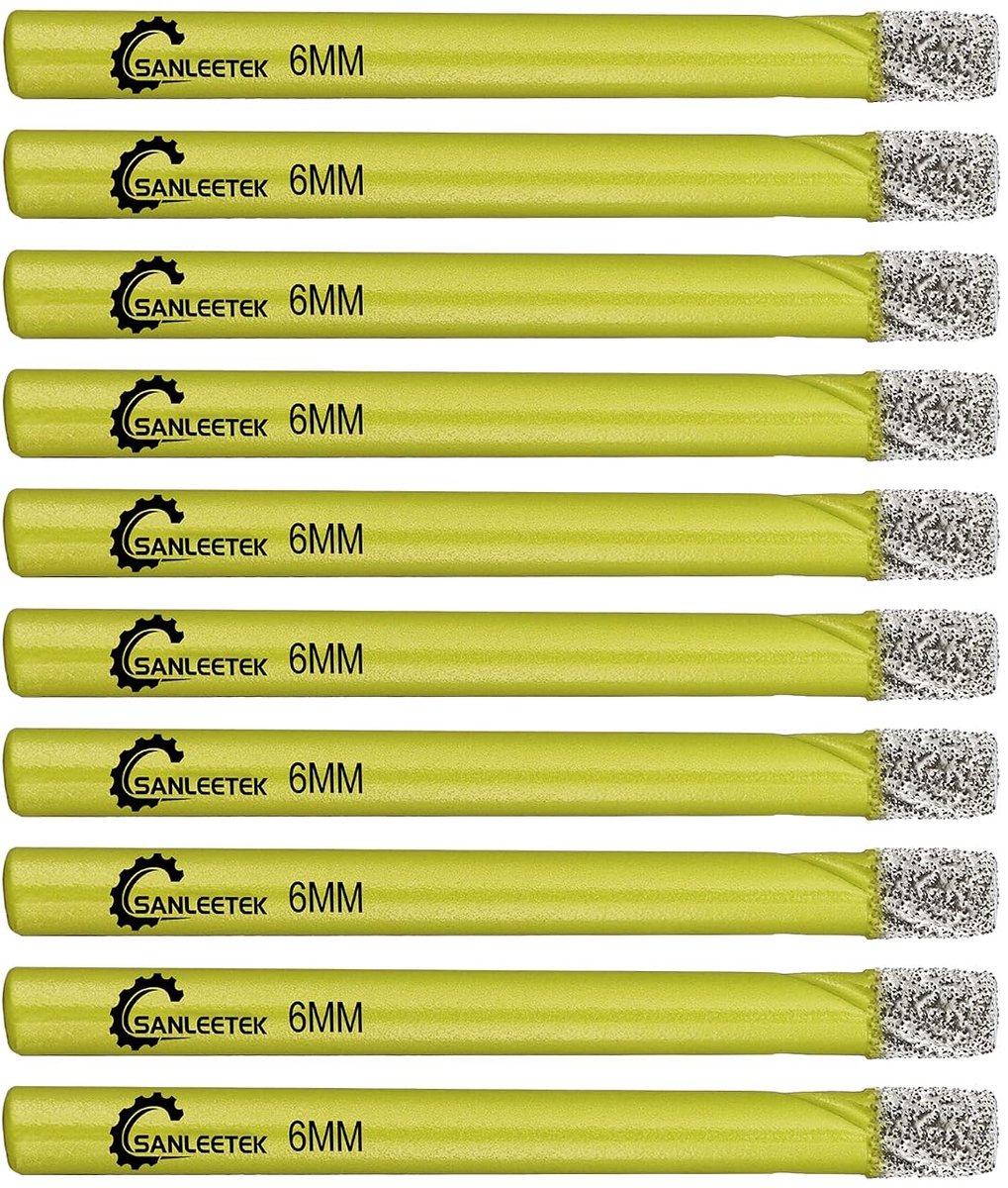 Dry Diamond Drill Bit Set - 10 Pieces 1/4" (6mm) Diamond Hole Saw Kit with Round Shank for Marble Granite Ceramic - ShopVlot