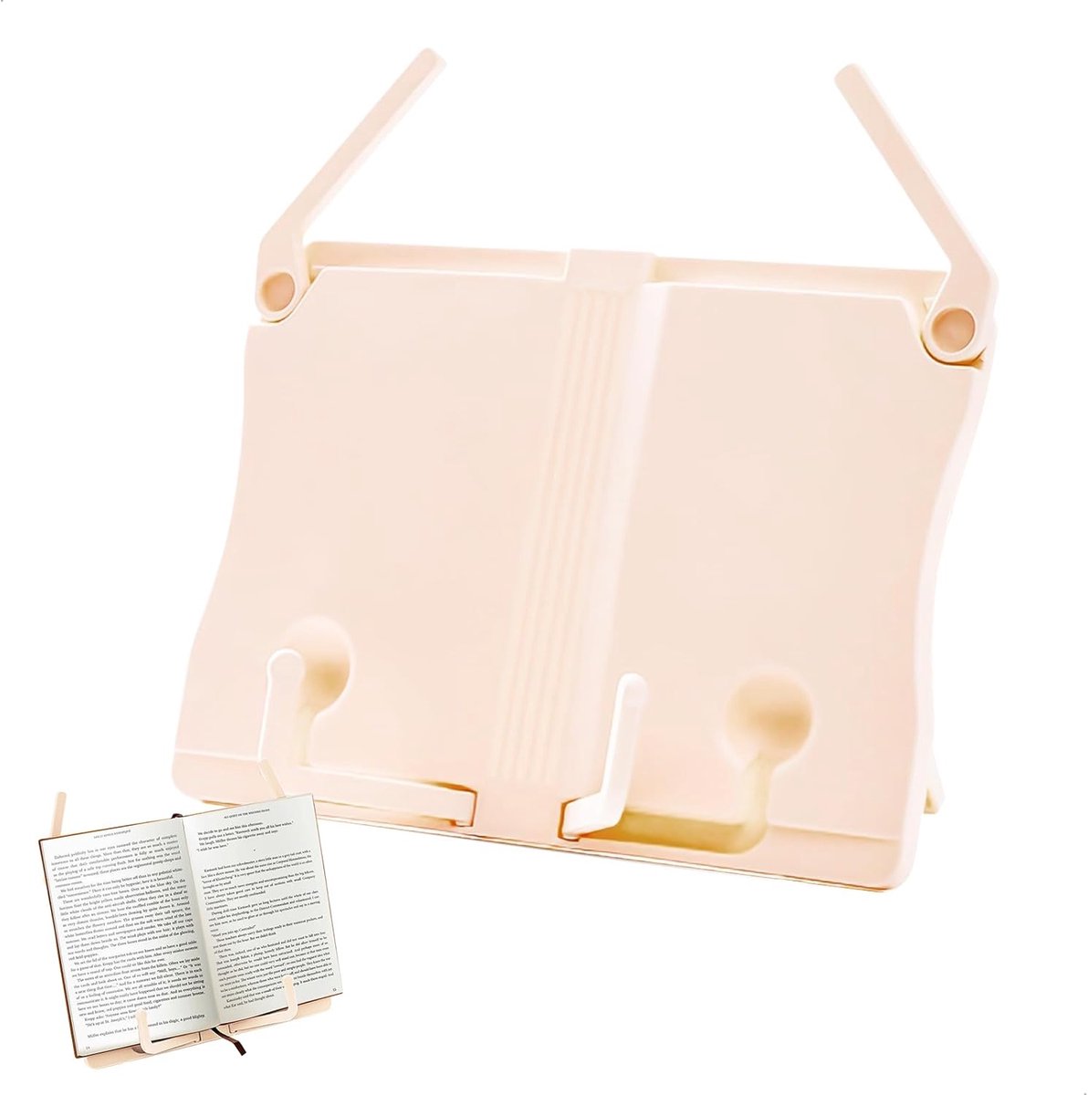 Boekhouder - Leesstandaard - Koken en lezen - Verstelbaar en opvouwbaar - 27 x 198 cm - Beige